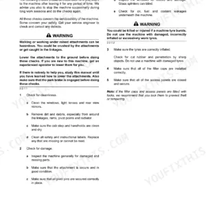 JCB 520-50 operator manual page detailing safety procedures and pre-operation checks before entering the cab.