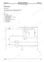 jcb-520-55-to-520s-loadall-service-manual-9803-3610-issue-10-wiring-107-1.webp JCB 520-55 RS, 526S Loadall air conditioning and heater wiring diagram with component key and harness wire details.