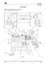jcb-524-50-527-55-loadall-operator-manual-9811-1278-controls-44.webp JCB 524-50, 527-55 cab layout diagram showing operator controls, steering wheel, joystick, pedals, and instrument cluster.