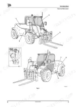 jcb-524-50-527-55-loadall-operator-manual-9811-1278-exploded-view-13.webp JCB 524-50, 527-55 machine description diagram showing numbered exterior components and fork carriage assembly.