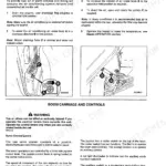 JCB 525-58, 525-67, 527-58, 527-67, 530-67, 535-67 air conditioning operation instructions and boom servo control lever details.