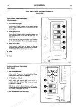 JCB 525-58, 525-67, 527-58, 527-67, 530-67, 535-67 cab switches and instrument panel operation diagrams.