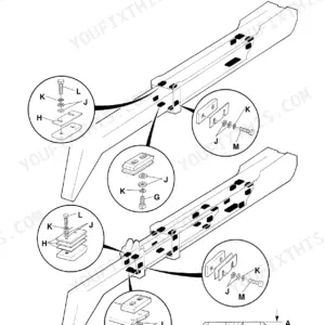 JCB 525-58, 525-58 Farm Special, 525-67, 525-67 Farm Special, 525-58 Farm Special Plus, 525-58 Basic Servo Options, 525-67 Basic Servo Options, 527-58, 527-67, 530-95, 530-110, 530-120, 530-110 PlaceAce, 530-120 PlaceAce, 530-110 Servo Options, 530-120 Servo Options, 530-67, 530-67 Farm Special, 535-67, 537-120, 537-130 exploded view diagram of telescopic boom wear pad assembly and mounting hardware.