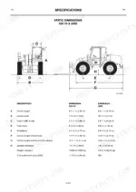 jcb-528-70-528s-530-60-loadall-operator-manual-specs-155.webp JCB 528-70, 528S, 530-60 static dimensions diagram and specification table for overall height, width, and wheelbase.