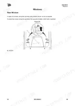 jcb-540-v140-540-v180-loadall-rough-terrain-variable-reach-truck-operator-manual-9831-4000-procedures-48.webp JCB 540-v140, 540-v180 rear window operation diagram showing how to open and close window catches.
