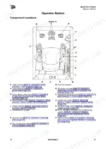 jcb-65-r-1-compact-excavator-operator-manual-9821-9450-controls-29.webp JCB 65 R-1 operator station diagram showing component locations for controls, seat, HVAC, and emergency equipment.
