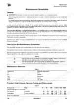 jcb-67-c-1-compact-excavator-operator-manual-en-9821-9500-maintenance-148.webp JCB 67 C-1 maintenance schedule page showing service interval tables, task symbols, and pre-start cold check requirements.
