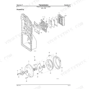 JCB 714, 718, 714 Dumper Truck, 718 Dumper Truck WG-160 Powershift Transmission dismantling exploded view diagram.