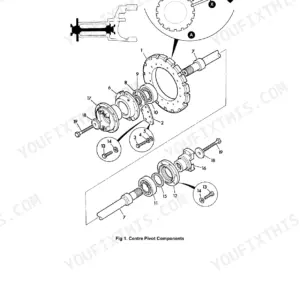 JCB 714, 718, Articulated Dump Truck 714, 718, ADT 714/718 exploded view diagram of centre pivot components.