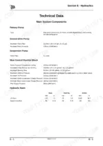 jcb-722-articulated-dump-truck-service-manual-9803-7170-07-specs-264-1.webp JCB 722, Articulated Dump Truck - 722: Hydraulic system technical data, pump specifications, and ram dimensions table.