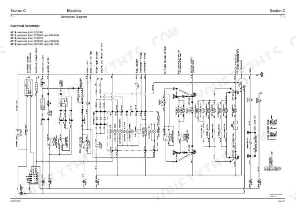JCB 8013, 8014, 8015, 8016, 8017, 8018, 801 Gravemaster, 801.4 electrical schematic diagram showing wiring for fuses and components.