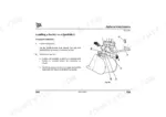 jcb-8018-cts-mini-excavator-operator-manual-9821-2850-specs-287.webp JCB 8018 CTS procedure for installing a bucket on a Quickhitch, showing pivot pin and jaw alignment diagram.