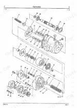 jcb-802-7-803-804-mini-excavator-service-manual-9803-3110-exploded-view-65.webp JCB 802.7, 803, 804 exploded view diagram of hydraulic pump components, including shaft, bearings, and gear assembly.