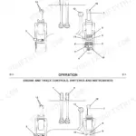 JCB 802.7 Super, 803 Plus, 803 Super, 804 Super diagram of engine and track controls, switches, and instruments.