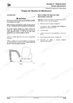 jcb-8040-to-8055-mini-excavator-service-manual-9813-1850-1-procedures-79.webp JCB 8040, 8045, 8050, 8055, HP 404C-22, GN 404D-22 maintenance procedure for preparing the machine and safety steps.