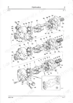jcb-805-to-808-excavator-service-manual-9803-3150-exploded-view-35.webp JCB 805, 805B, 806B, 807B, 808 hydraulic gear pump exploded view diagram showing housing, gears, seals, and assembly components.