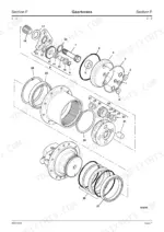 JCB 8052, 8060 exploded view diagram of the planetary gearbox assembly showing gears, bearings, seals, and housing components.
