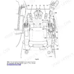 JCB 8080 operator manual page showing a numbered diagram of the cab layout, including seat, joysticks, and foot pedals.