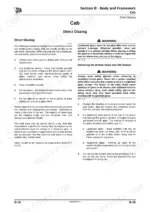 JCB 8085, JCB 8085 service manual page detailing cab direct glazing removal and installation procedures.