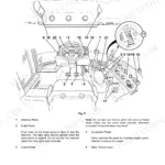 JCB 8250 Fastrac cab layout diagram showing steering wheel, pedals, and operator controls with numbered index.