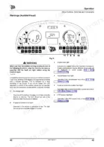 jcb-8250-fastrac-tractor-operator-manual-9801-1541-7-troubleshooting-49.webp JCB 8250 Fastrac instrument cluster diagram showing audible and visual warning light indicators and fault descriptions.