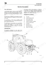 jcb-8250-fastrac-wheeled-agricultural-tractor-operator-manual-9811-1701-exploded-view-12.webp JCB 8250 Fastrac machine description and component location diagram with labeled parts list for tractor exterior.