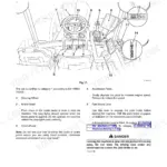 JCB 8280, 8310 cab layout diagram showing steering wheel, pedals, and park brake lever controls with numbered identification.