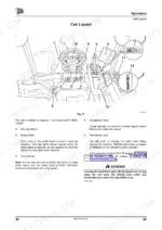 jcb-8280-8310-wheeled-agricultural-tractor-operator-manual-9811-9750-02-controls-53.webp JCB 8280, 8310 cab layout diagram showing steering wheel, pedals, and park brake lever controls with numbered identification.