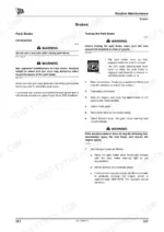 jcb-926-930-940-rough-terrain-fork-lift-operator-manual-9811-0860-troubleshooting-125.webp JCB 926, 930, 940 maintenance manual page detailing park brake testing procedures and safety warnings.