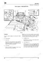 jcb-fastrac-2155-2170-wheeled-agricultural-tractor-operator-manual-9811-5600-controls-50.webp JCB Fastrac 2155, 2170 cab layout diagram showing operator controls, pedals, steering wheel, and throttle lever locations.