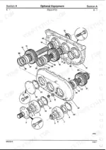 jcb-fastrac-to-1135-fastrac-service-manual-9803-8010-exploded-view-88.webp JCB FASTRAC 1115, 1115S, 1125, 1135: Exploded view diagram of the front PTO gear assembly and housing components.