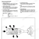 JCB FASTRAC 125, 145T column-mounted switch operation diagram, wiper, horn, and indicator control functions.