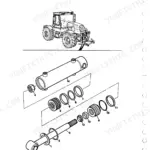JCB FASTRAC 125, 135, 145, 150, 155, 185 exploded view diagram of the optional equipment front lift ram assembly.