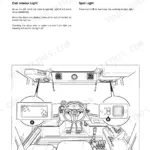 JCB Fastrac 3155, 3185 operation manual showing cab interior light and spot light switch controls diagram.