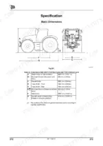 jcb-fastrac-to-7270-wheeled-agricultural-tractor-operator-manual-9811-1851-specs-282.webp JCB FASTRAC 7170, 7200, 7230, 7270 static dimensions diagram and specification table for tractor length, width, and height.