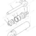 JCB Fastrac 3170-3230 exploded view diagram of the agricultural front hitch hydraulic cylinder components.