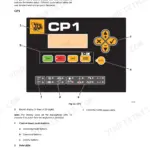 JCB G60RX, G65X, G65QX, G80RX, G90X, G90QX, G100RX, G115X, G115QX CP1 digital control panel front view and button layout.