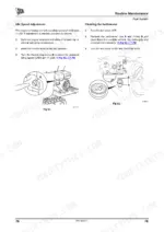 JCB HTD5, JCB Dumpster HTD5 maintenance manual: idle speed adjustment and fuel sedimenter cleaning procedures.
