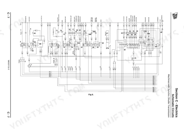 JCB JCB 444 Series, Rear Engine Loadalls, 526, 526S, 528-70, 528S electrical schematic circuit diagram for Synchro Shuttle