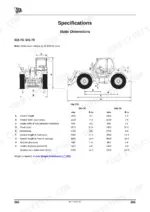 jcb-jcb-to-builds-loadalls-side-engine-operator-manual-9811-0400-specs-275.webp JCB JCB Dieselmax (SA, SB, SC Builds) static dimensions specifications table and diagram for 531-70 and 541-70 models.
