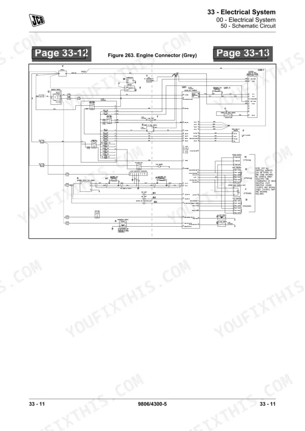 JCB T4F 444, T4i 444, T4i 448 Engine electrical schematic showing engine connector, ECU, and throttle control wiring.