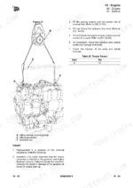 jcb-jcb-to-cyl-engine-service-manual-9806-6400-4-torque-84.webp JCB T4F 444/448 Engine lifting diagram, installation procedures, and torque values table for lifting bracket bolts.