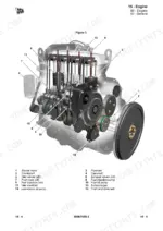 jcb-jcb-to-cyl-engine-service-manual-9806-7050-exploded-view-46.webp JCB JCB T2/3 Mech Engine 4 Cyl exploded view showing internal components like crankshaft, camshaft, valves, and fuel pump.