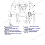 JCB JCB116, JCB116D, JCB116DD operator station component location diagram showing controls, switches, and seat.