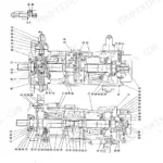 JCB JS110, JS130, JS150LC hydraulic pump exploded view diagram showing internal components and section A-A detail.
