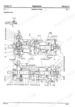jcb-js110-js130-js150lc-excavator-service-manual-9803-6100-exploded-view-110.webp JCB JS110, JS130, JS150LC hydraulic pump exploded view diagram showing internal components and section A-A detail.