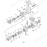JCB JS115, JS130, JS130LC, JS145, JS160, JS180, JS115 - JS180 exploded view diagram of hydraulic pump and regulator.