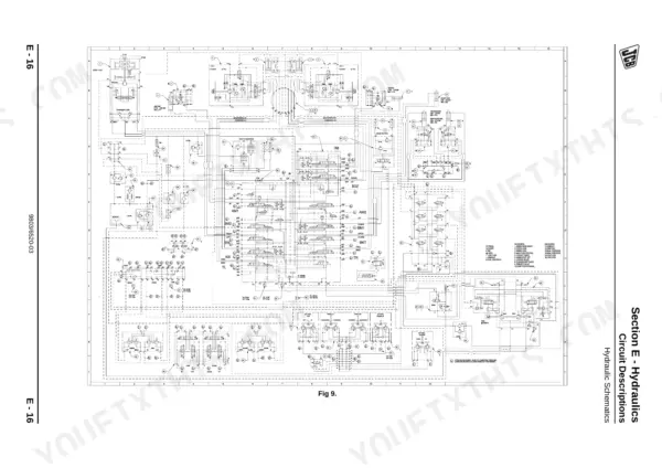 JCB JS115, JS130, JS130LC, JS145, JS160, JS180, JS115 - JS180 hydraulic schematic diagram showing circuit connections.