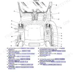JCB JS115, JS130, JS145, JS160, JS180, JS190, JS200, JS210, JS220, JS235 operator station component location diagram and key.