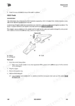 jcb-js115-to-js235-excavator-operator-manual-9821-9950-maintenance-181.webp JCB JS115-JS235 ESCO bucket tooth removal procedure and diagram showing adaptor, tooth, and locking pin components.